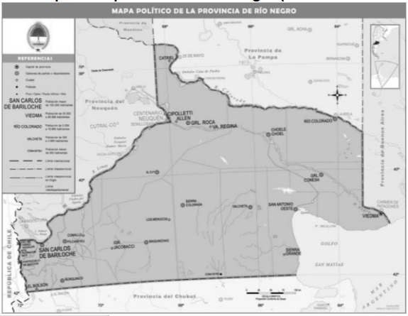 Mapa de la provincia de Río Negro (ex Territorio Nacional)