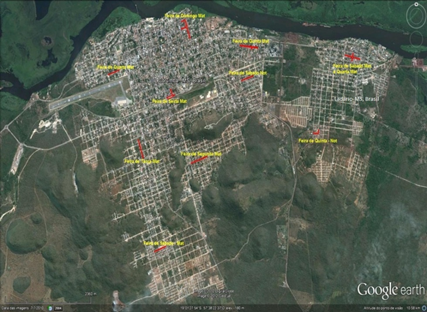 Localização das feiras livres nas cidades de  Corumbá e Ladário 