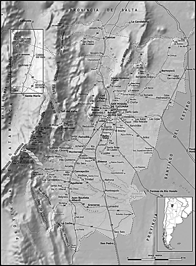 Ubicación del área de los valles calchaquíes tucumanos, provincia de Tucumán