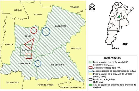 Zonas consolidadas y en proceso de transformación de la Región Alimentaria de Córdoba
