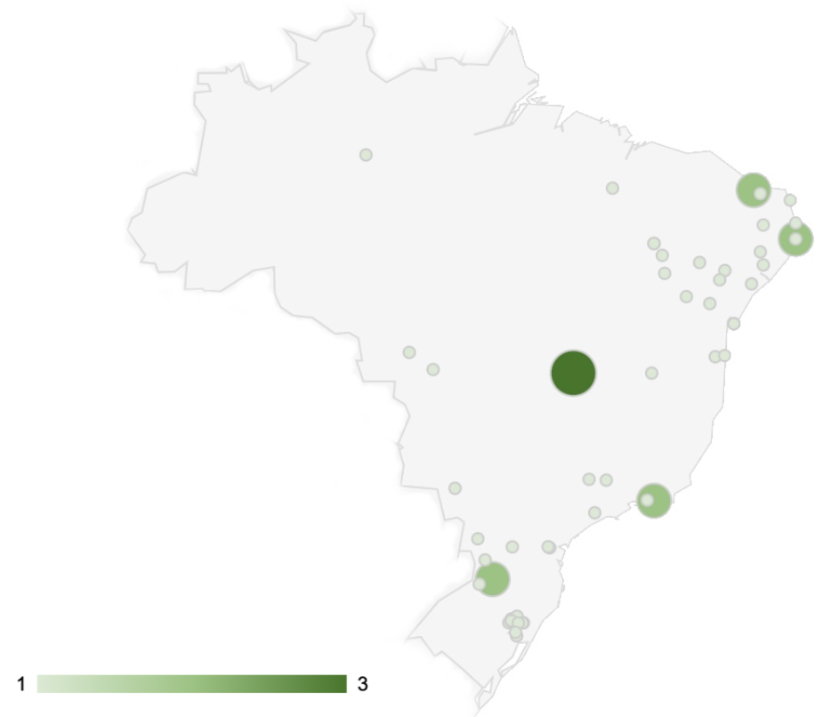 Distribuição das iniciativas de mercados digitais no território brasileiro, 2022
